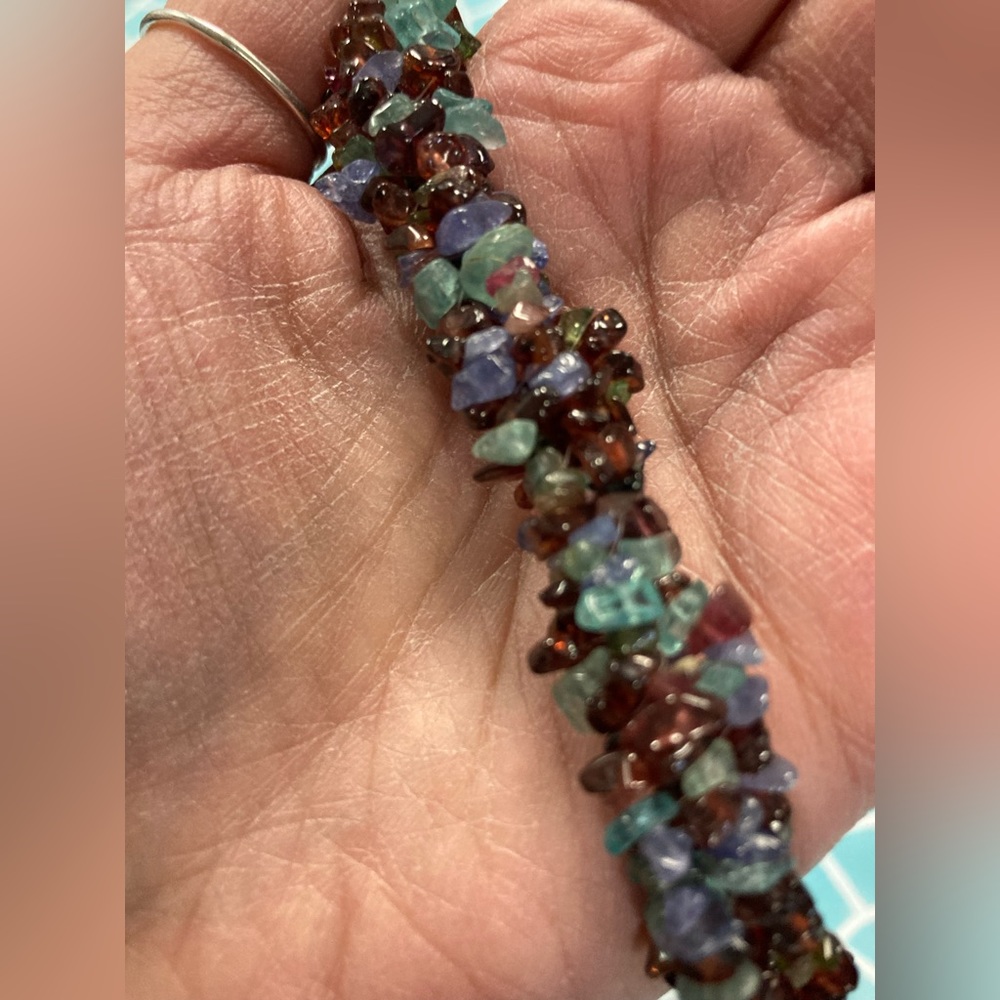 💛TODAY***$13***Vintage designer necklace made up of multi-color gemstone beads.